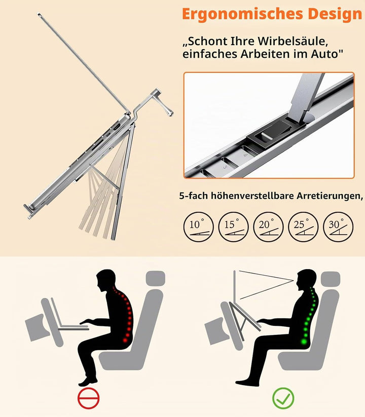 Auto-Laptophalterung, Lenkradablage, höhenverstellbar, Auto-Schreibtisch für Laptop, Computer, Table