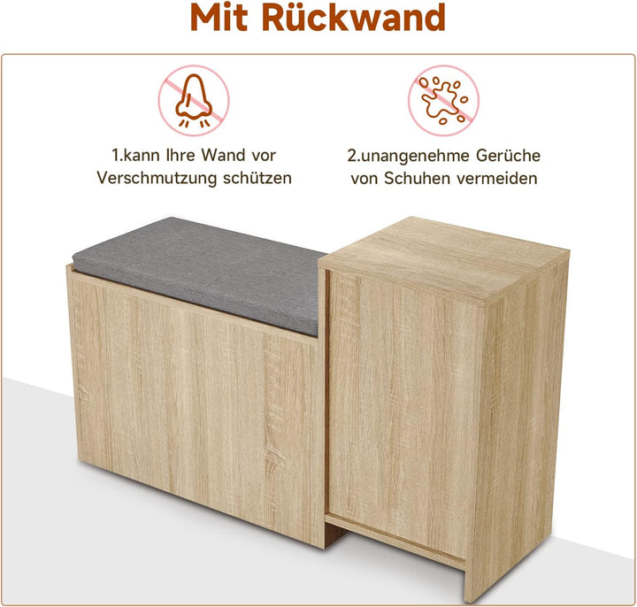 SUNXURY Schuhschrank Schuhbank mit Sitzfläche Schuhregal mit Stauraum Sitzbank Stauraum Verstellbare
