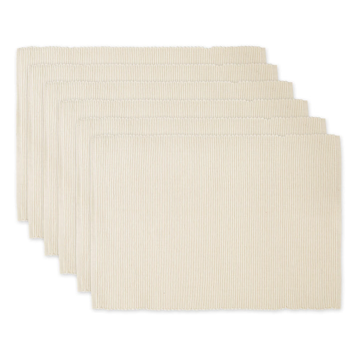 DII Basic Everyday Gerippte Tischset 100% Baumwolle Platzset 13x19 Natur, 6-teilig Natürlich, Natürl