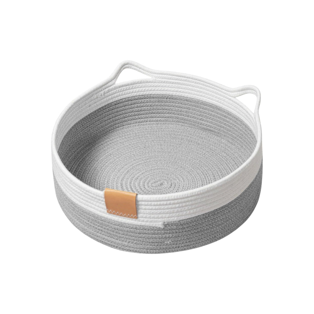 Gewebtes Katzenbett, 40 cm Durchmesser Faltbarer Korb-Nistplatz, Atmungsaktives Haustier-Liegebett,