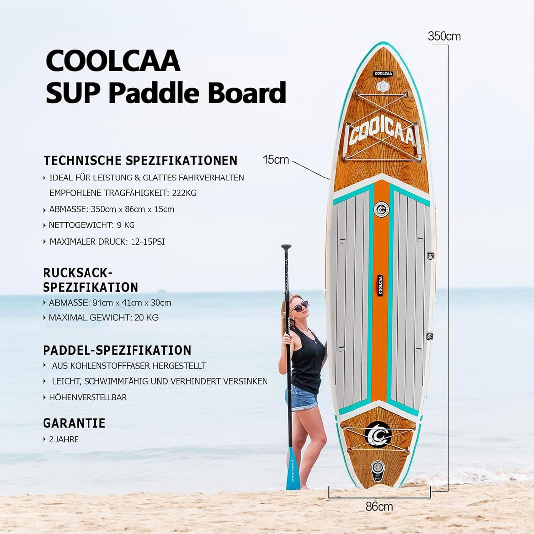 COOLCAA Dolphin Lite SUP Board, 355cm (Extra Gross) Stand Up Paddling Board, Aufblasbares Stand-Up P