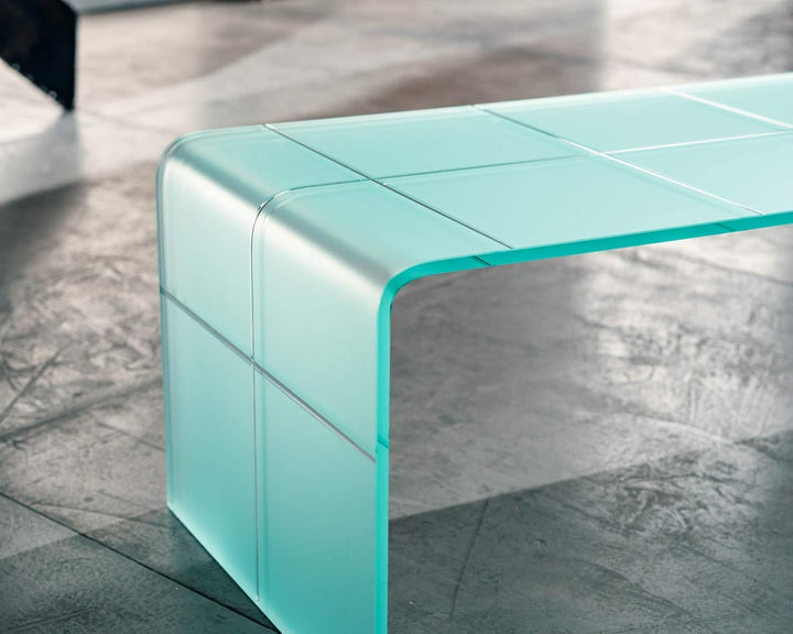 IMAGO FACTORY Audrey Couchtisch, Brücke aus satiniertem Glas, modern, Wohnzimmertisch, gross, Coucht