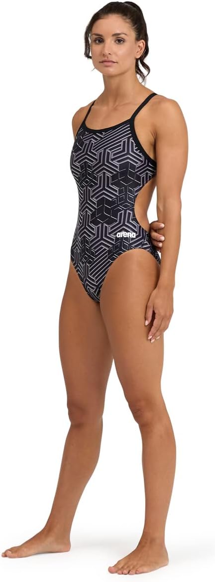 ARENA Mädchen Kikko Badeanzug 128 Black/Black Multi, 128 Black/Black Multi