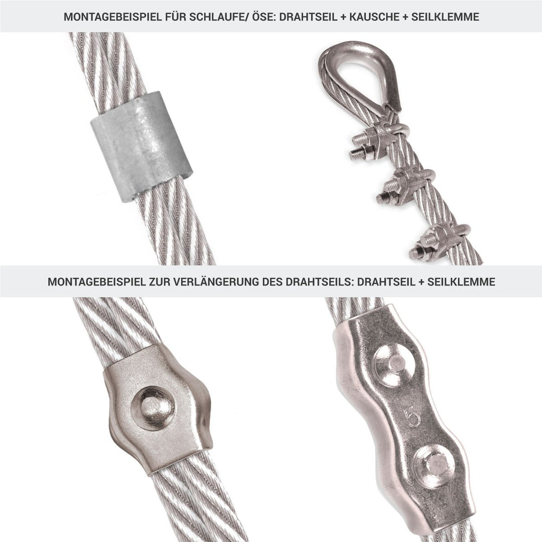Seilwerk STANKE Drahtseil für Blumenampel Edelstahlseil 2mm 7x7 INOX Stahlseil rostfrei Geländer Ede