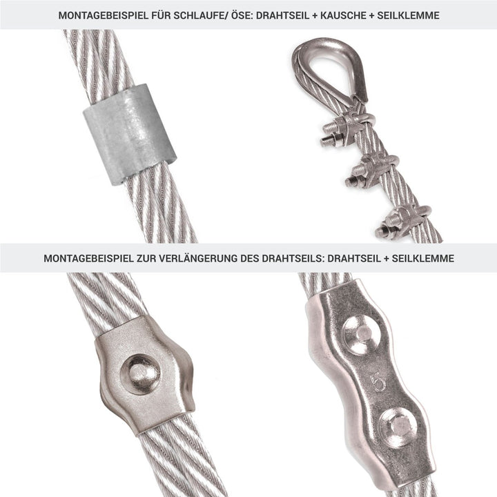 Seilwerk STANKE Drahtseil für Blumenampel Edelstahlseil 2mm 7x7 INOX Stahlseil rostfrei Geländer Ede
