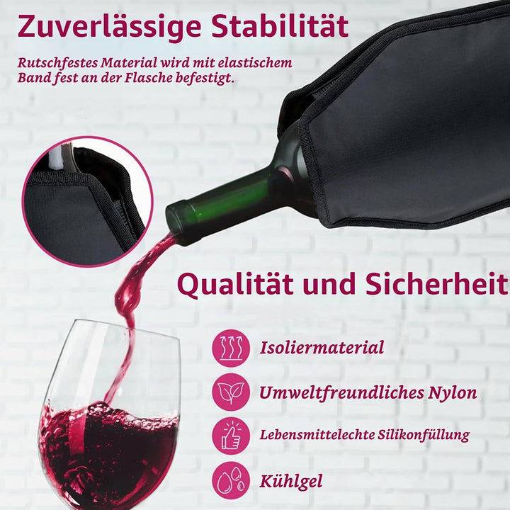 Weinkühler Manschette, 2 Stück Kühlmanschette Wein, Flaschenkühler, Champagner Kühler, Flaschenkühle