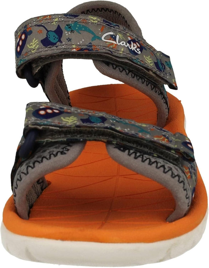 Clarks Mädchen Surfing Tide K Sandal 27.5 EU Weit Grau, 27.5 EU Weit Grau