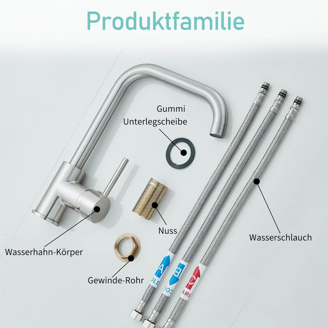 Onyzpily Gebürstetes Nickel Niederdruck Küchenarmatur Wasserhahn Küche Spültischarmatur Armatur Kuec
