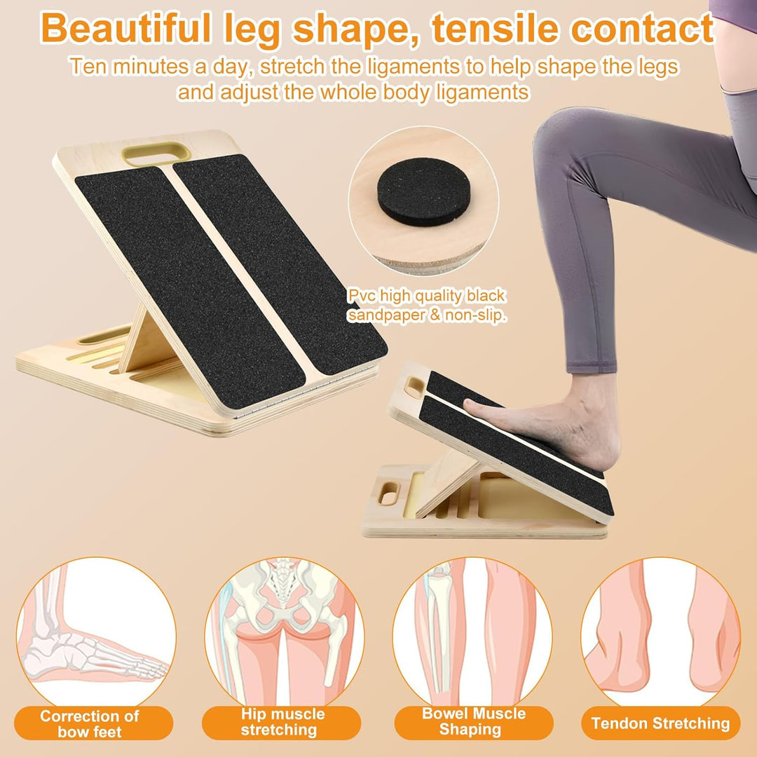 Portable Wooden Slant Board, Balance Board aus Holz für Waden-Stretching & Physiotherapie, Einstellb