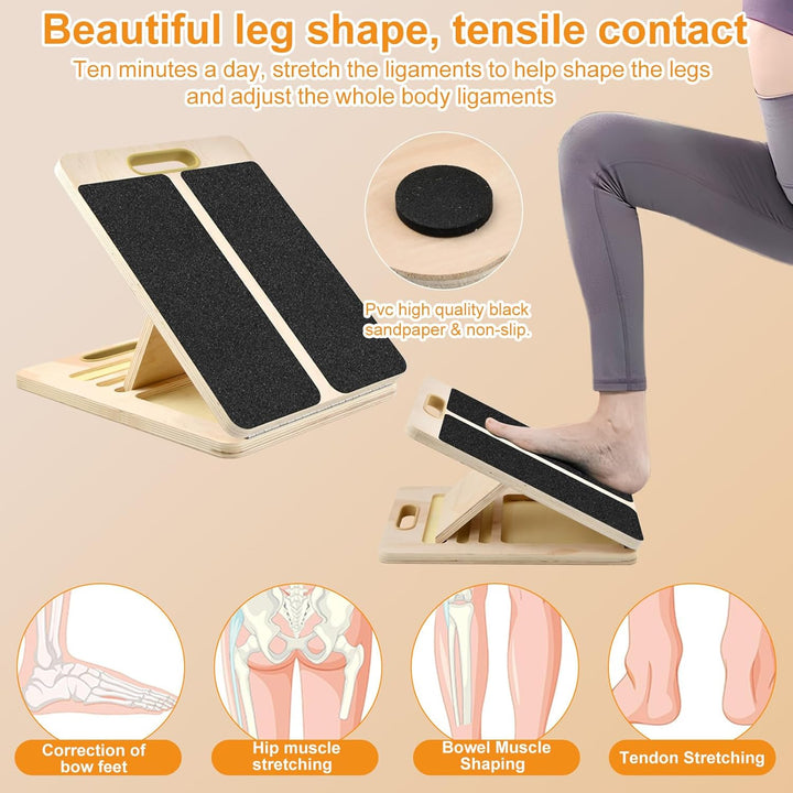 Portable Wooden Slant Board, Balance Board aus Holz für Waden-Stretching & Physiotherapie, Einstellb