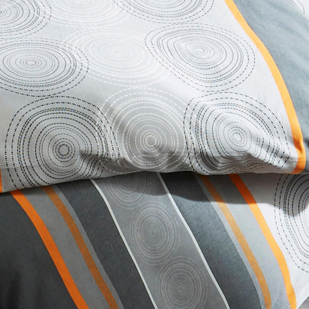 Erwin Müller Bettwäsche Flanell grau-Silber-orange Grösse 200x200 cm (40x80 cm) 200x200 cm (40x80 cm
