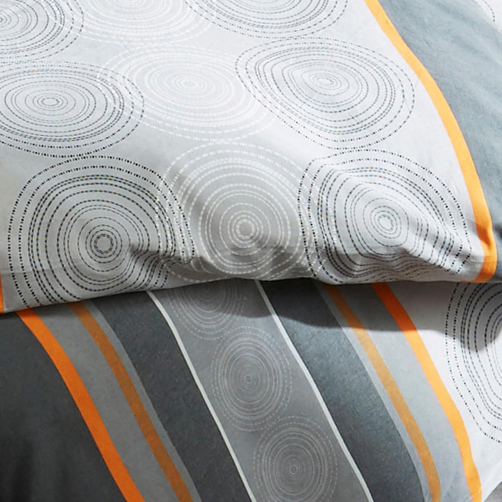 Erwin Müller Bettwäsche Flanell grau-Silber-orange Grösse 200x200 cm (40x80 cm) 200x200 cm (40x80 cm