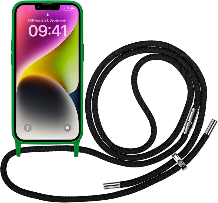 Artwizz HangOn Case kompatibel mit iPhone 14 - Elastische Schutzhülle aus Silikon als Handykette zum