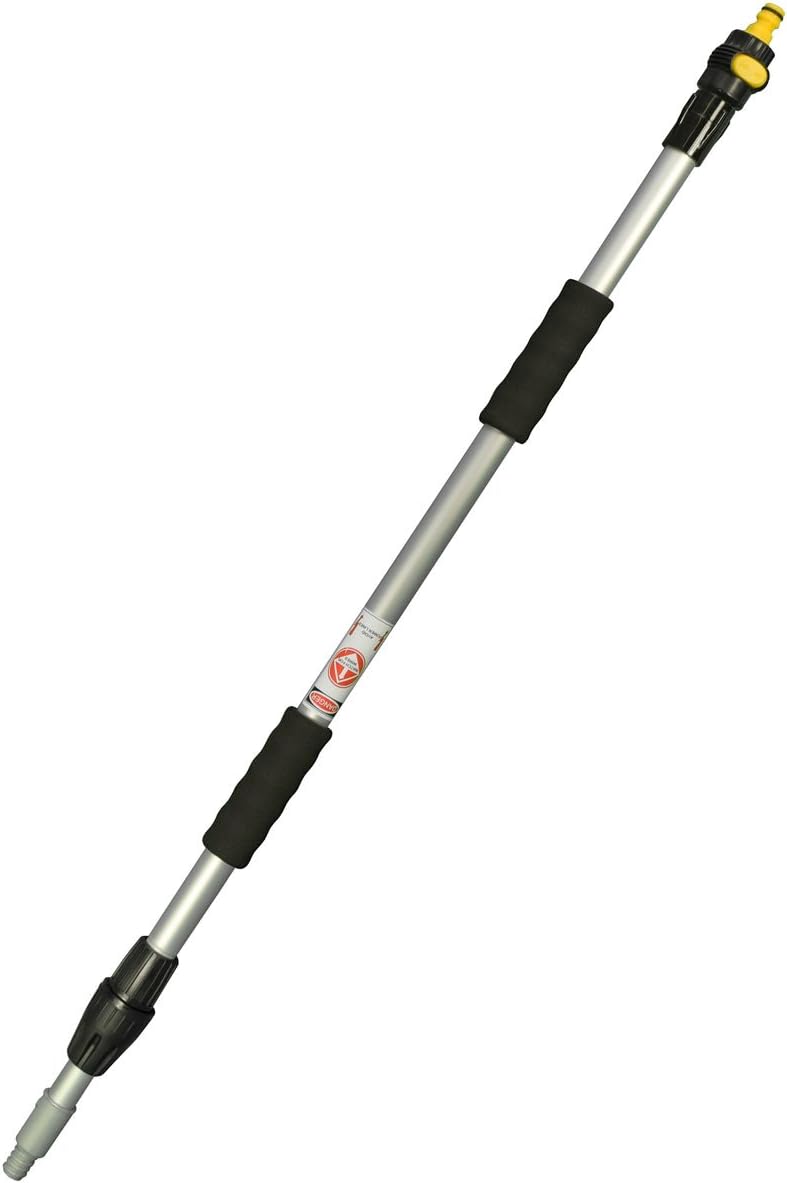 Yachticon Aluminium Teleskop Stiel mit Wasserdurchlauf 90-175 cm und Waschbürste mit Seitenborsten