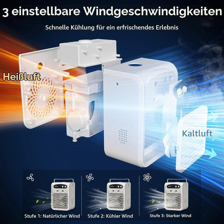 Mobile Klimaanlage Luftkühler, Mini Klimaanlage, Mobile Klimagerät, Klimaanlage Mobil, 1000ml Wasser