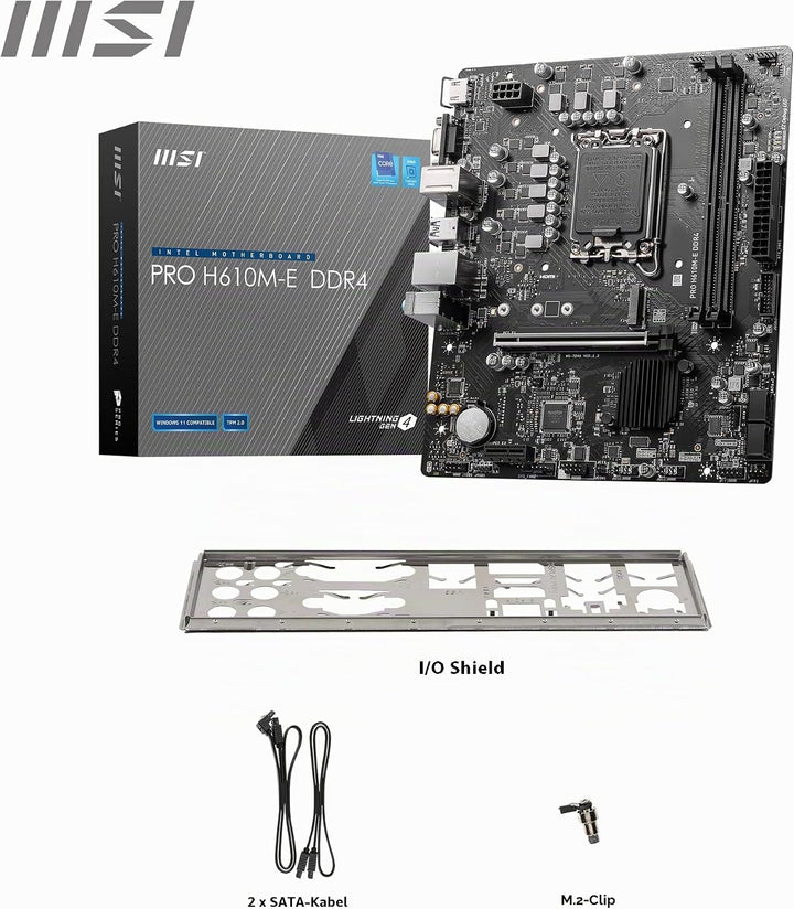 MSI PRO H610M-E DDR4 Motherboard, Micro-ATX - Unterstützt Intel 12th Gen Core Prozessoren, LGA 1700-