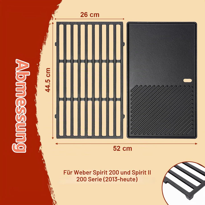 Denmay 7637 44,5 cm Grillrost &amp; Grillplatte für Weber Spirit I &amp; II 200 Serie(mit vorderen Bedienknö