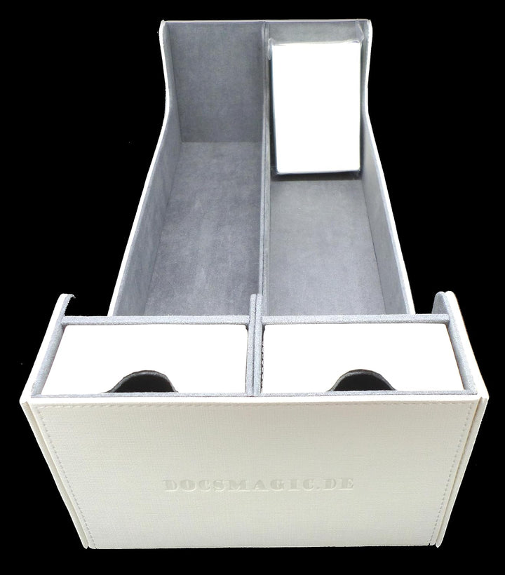 docsmagic.de Premium 2-Row Trading Card Storage Box White + Trays & Divider - MTG PKM YGO - Aufbewah