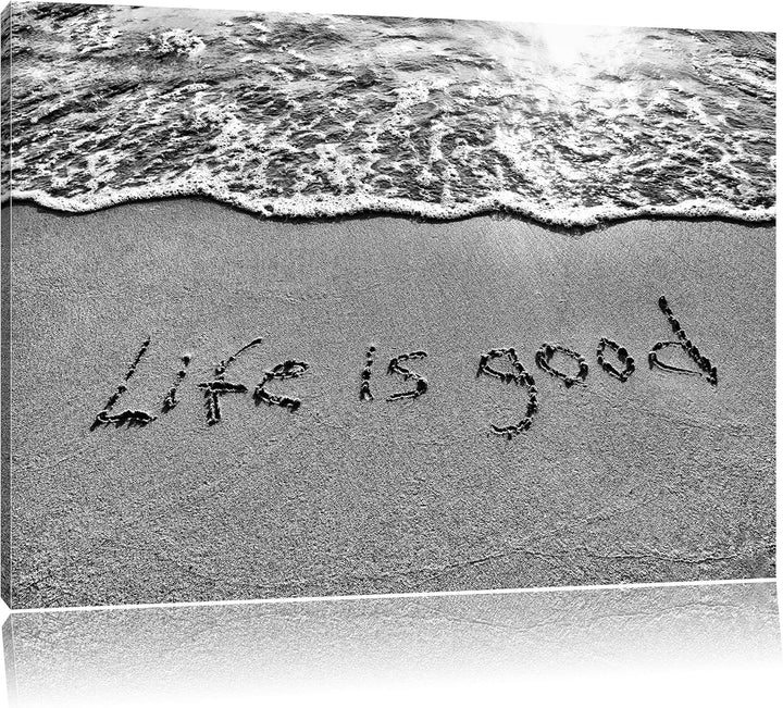 Pixxprint Sand Life is Good / 100x70cm Leinwandbild bespannt auf Holzrahmen/Wandbild Kunstdruck Deko