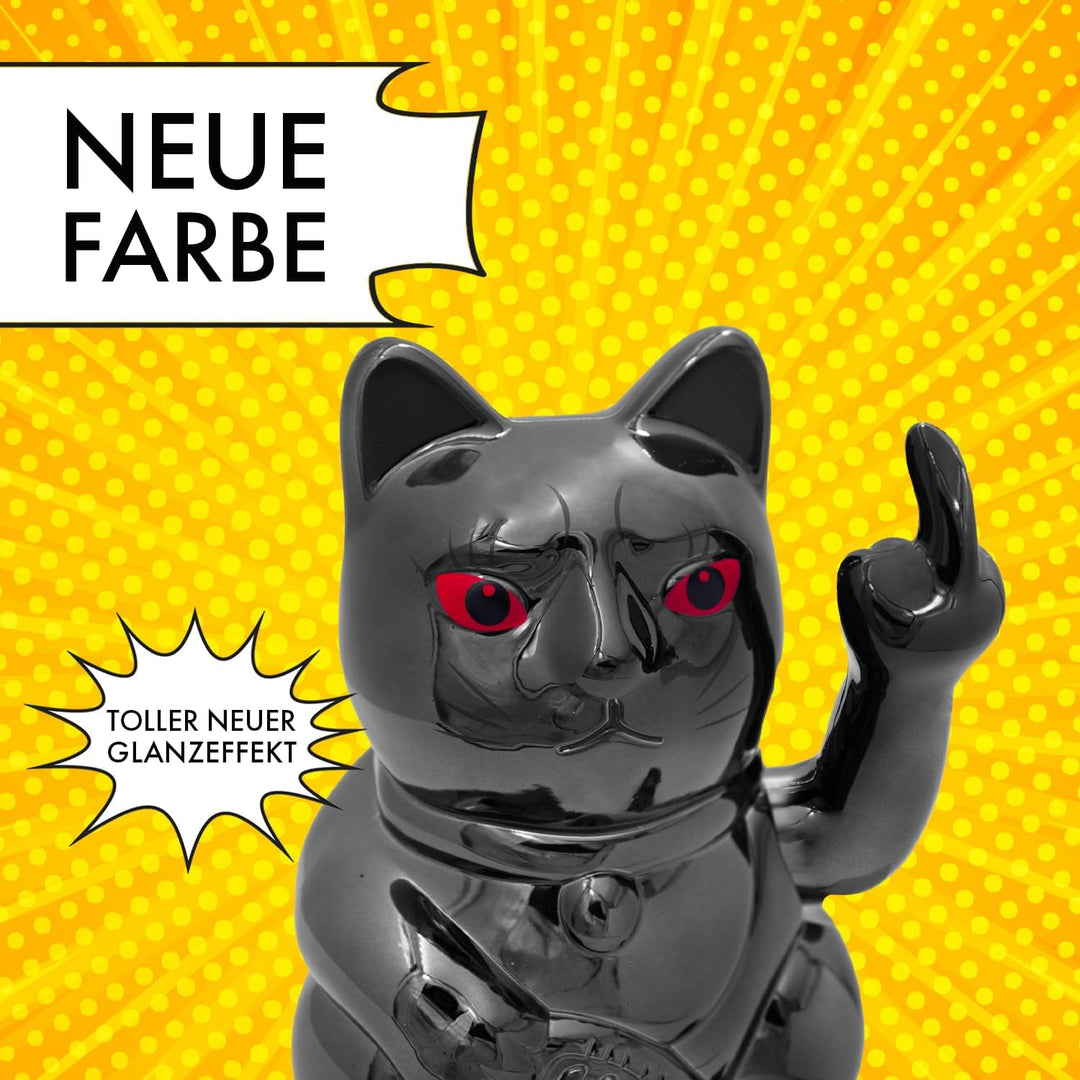 ANGRY CAT - Winkekatze Lucky CAT - Lustige winkende Katze - japanische Winkkatze mit Stinkefinger -