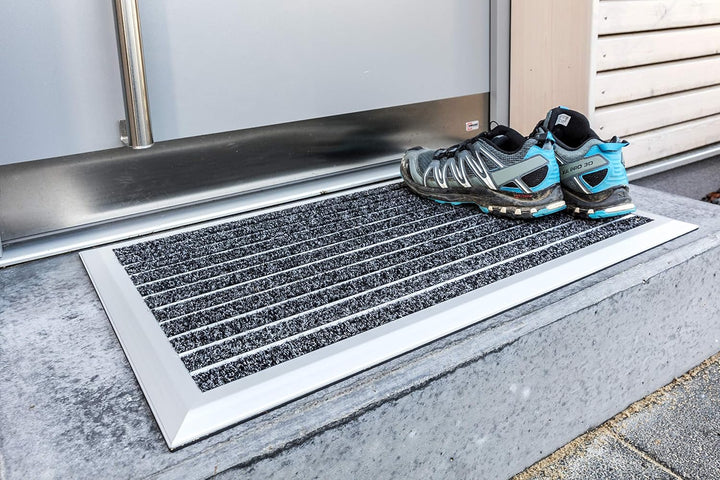 ASTRA rutschfeste Fussmatte aussen - Alu-Matte Exclusiv Mat - Aluminium Fussabtreter 45 x 75 cm Schm
