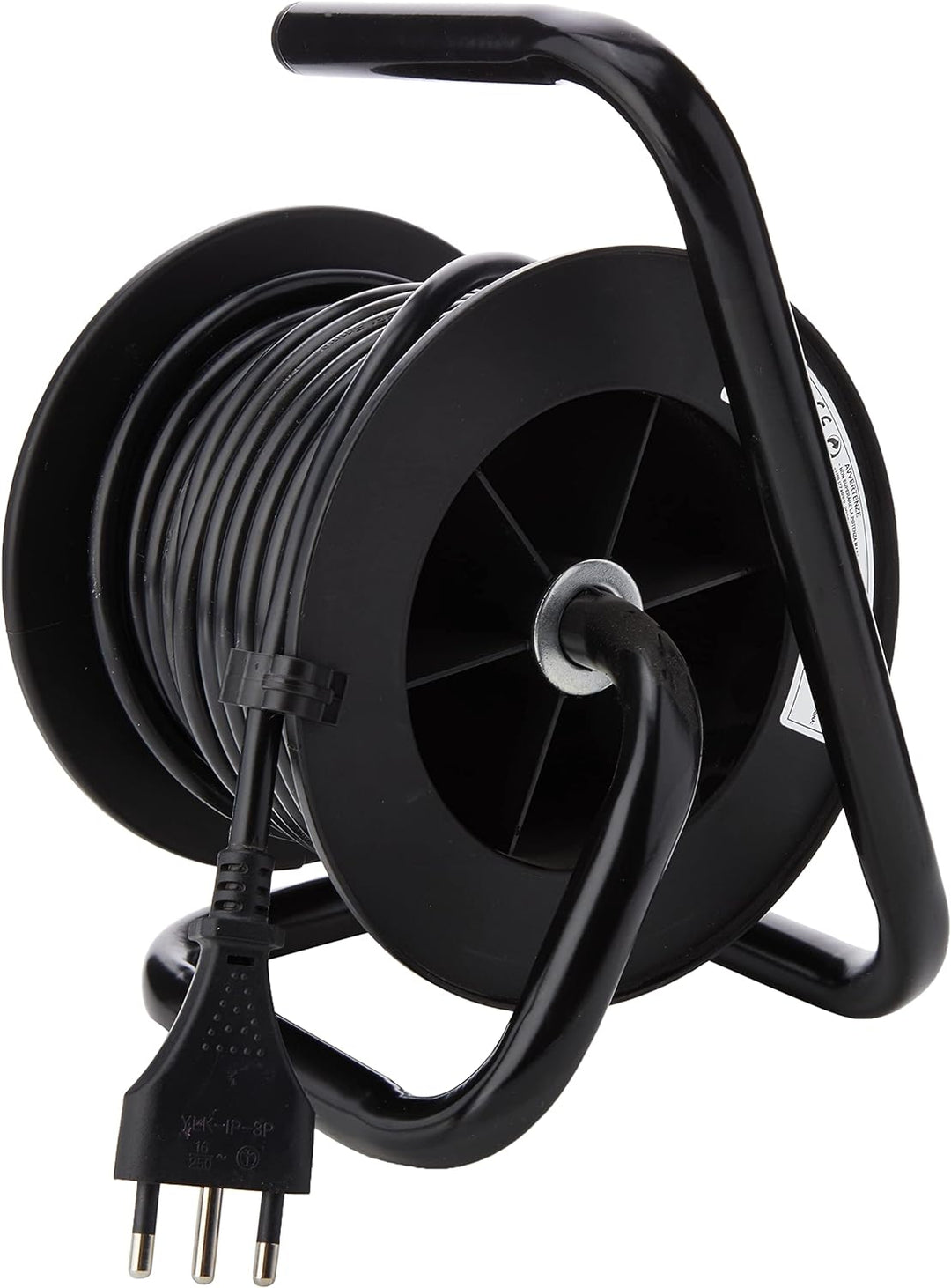 Electraline 49212 Kabeltrommel für Heimwerker, 4 Universalsteckdosen, 10 m, Schwarz/Blau 10 metri Si