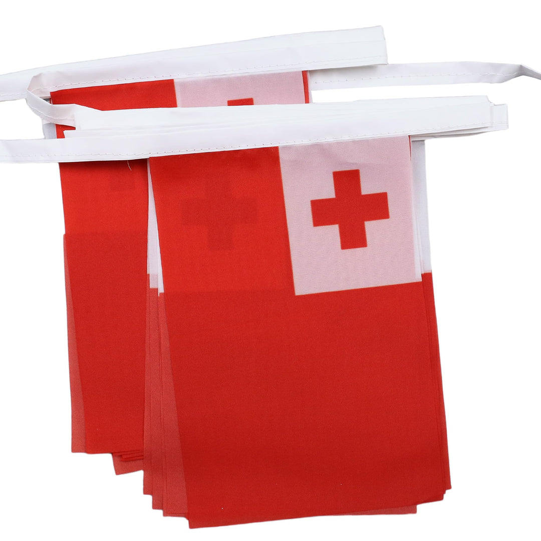 AZ FLAG FAHNENKETTE Tonga 12 Meter mit 20 flaggen 45x30cm- KÖNIGREICH Tonga Girlande Flaggenkette 30