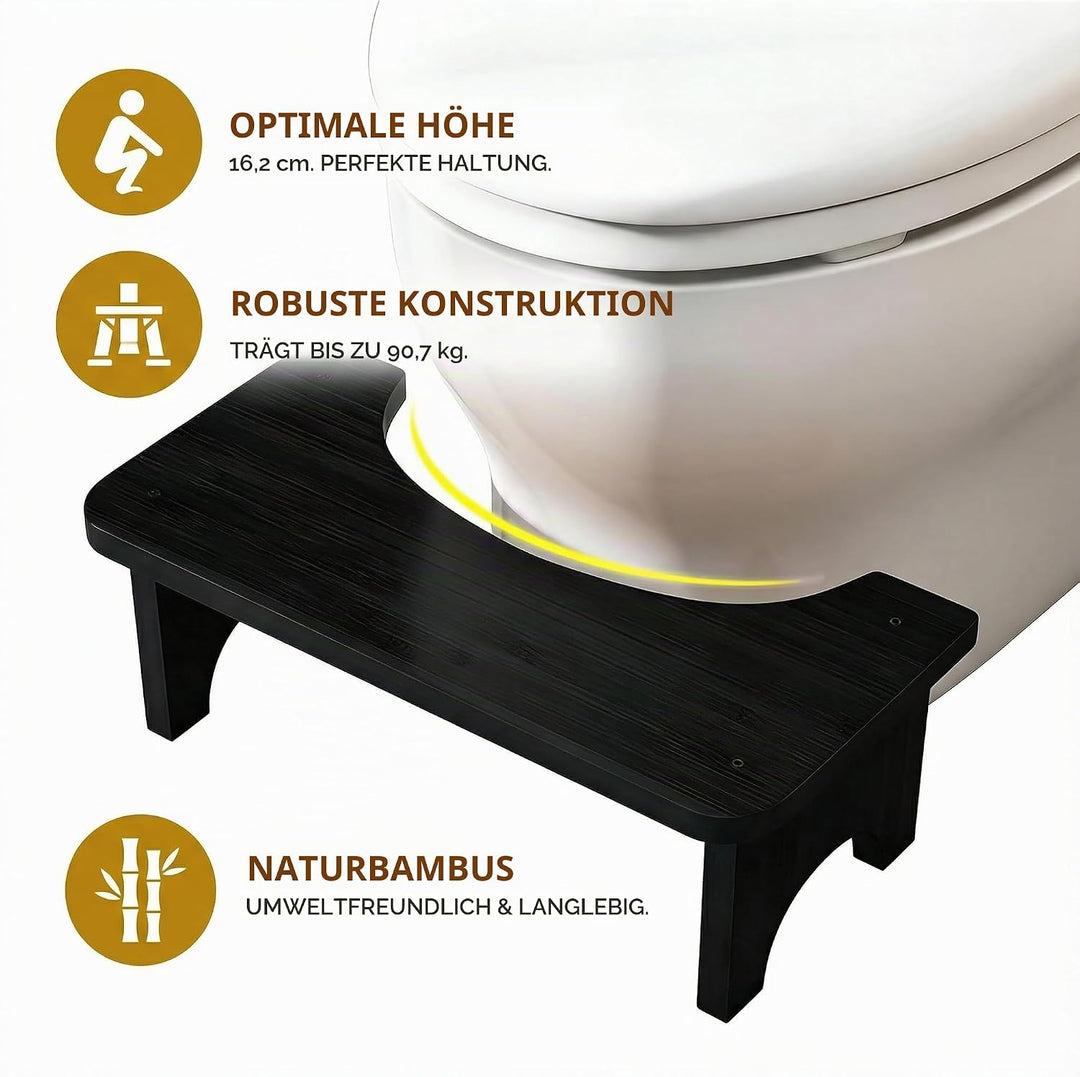 Zuxbolf Toilettenhocker aus Bambusholz Toilettenhocker Erwachsene Kackhocker für Verbesserten Stuhlg