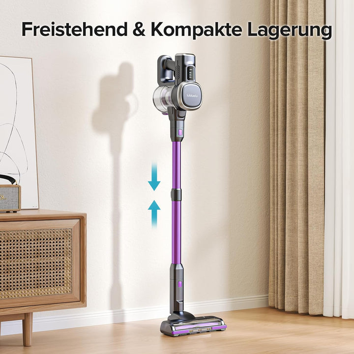 Lubluelu Leistungsstarker Akku Stabstaubsauger – 50 Min. Laufzeit, Anti-Tangle-Bürste, 2 Filter, Ide