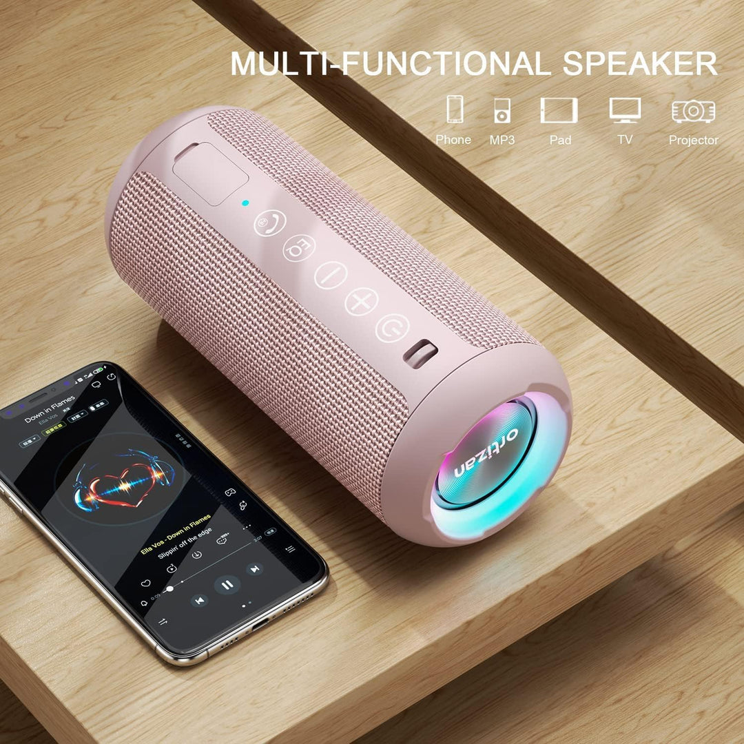 Ortizan Bluetooth Lautsprecher, Bleutooth Box mit LED-Licht, Tragbarer Mini Musikbox mit Freisprechf