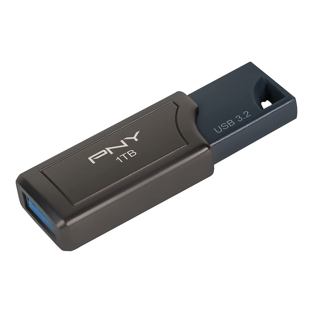 PNY 1TB PRO Elite V2 USB 3.2 Gen 2 Flash-Laufwerk, bis zu 600 MB/s Lesegeschwindigkeit, Dunkelgrau U