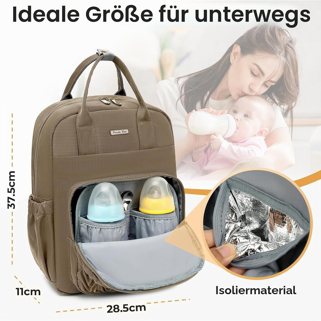 Pomelo Best Wickelrucksack Mittelgross Stylischer Wickeltasche Rucksack Baby Tasche mit Wickelunterl