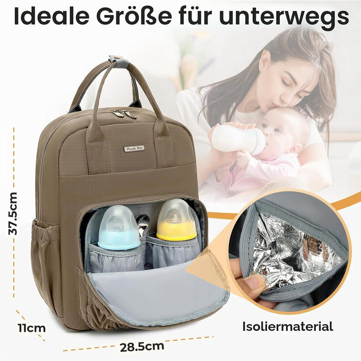 Pomelo Best Wickelrucksack Mittelgross Stylischer Wickeltasche Rucksack Baby Tasche mit Wickelunterl