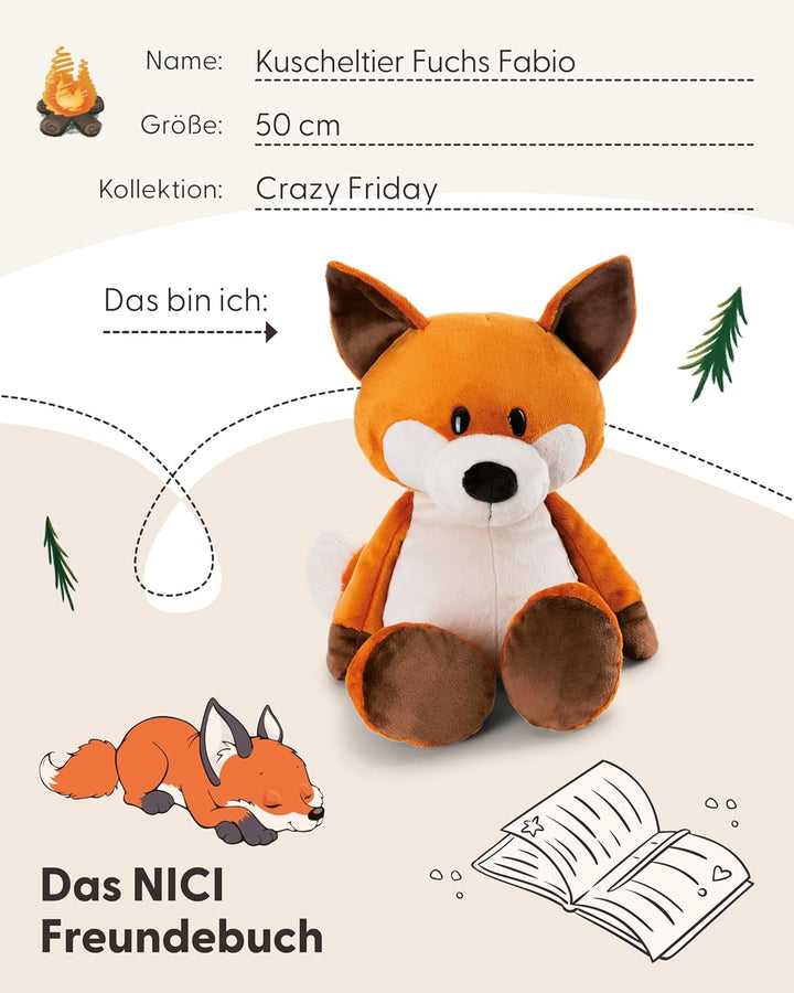 NICI Kuscheltier Fuchs Fabio 50cm - orange - Weiches Plüschtier – niedliches Stofftier zum Kuscheln