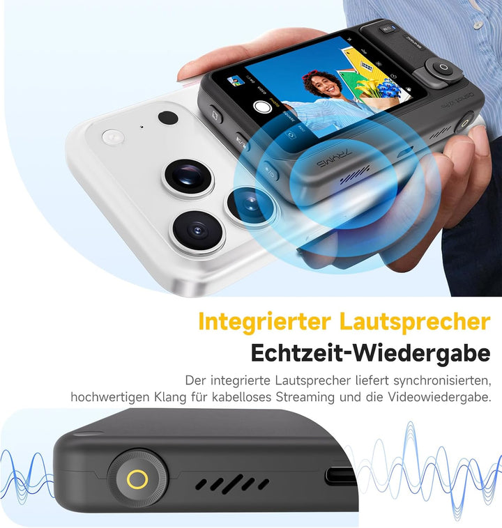 7RYMS Qshot V2 PRO Kabelloser Selfie-Monitor für iPhone 17/16 & Android, Magnetischer Smartphone Rüc