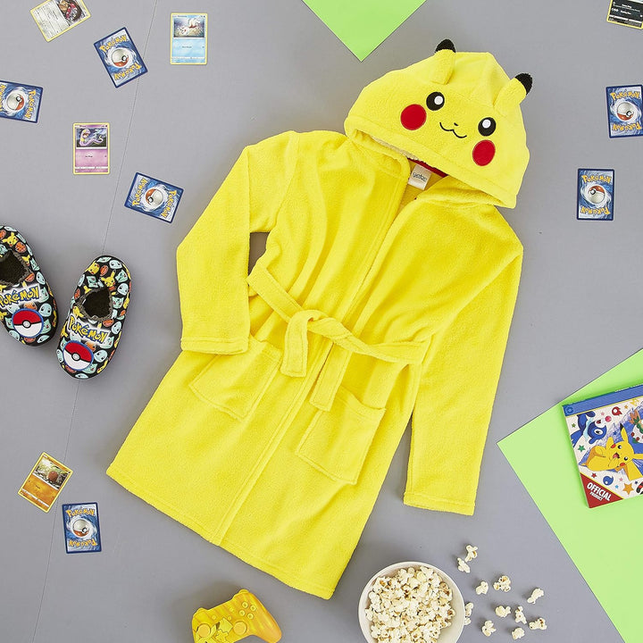 Pokemon Bademantel Kinder, Pikachu Morgenmantel Flauschig, Fleece Bademantel Jungen und Madchen, Mor