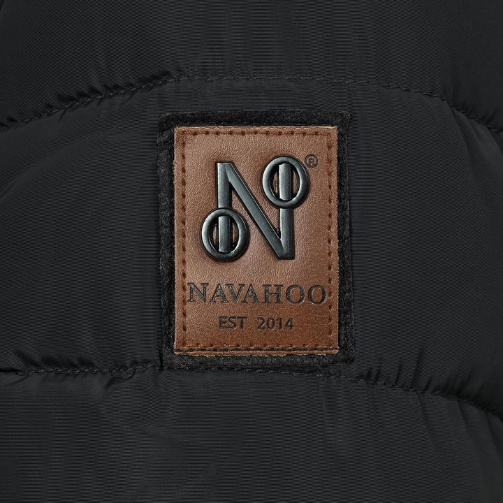 Navahoo Damen Wintermantel Warmer Steppmantel lang mit Abnehmbarer Kunstfell-Kapuze Paula XS-5XL, Sc