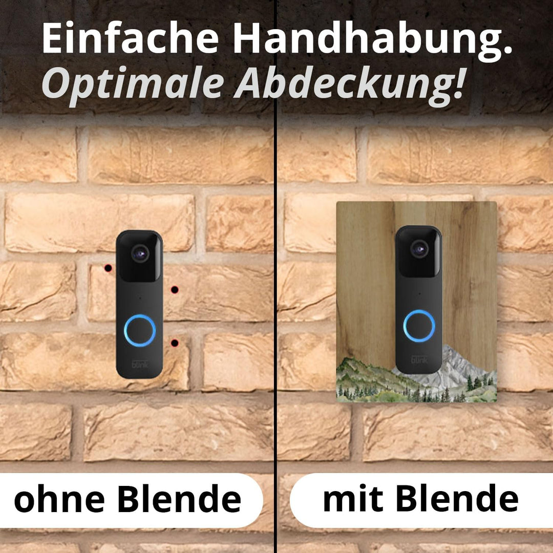 iSecur Blende mit Motiv passend für Blink Akku-Videotürklingel aus Edelstahl I Video-Doorbell I Klin