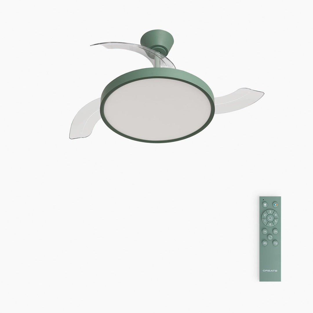 CREATE / WIND CLEAR STUDIO S/Deckenventilator mit Beleuchtung Salbeigrün mit Fernbedienung / 40W, Ti