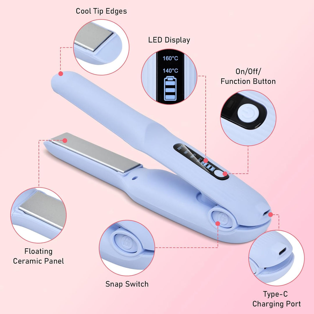 Glätteisen Kabellos 2 in 1 Glätten & Locken, USB Haarglätter mit 4000mAh Akku, 4 Temperaturstufen (1