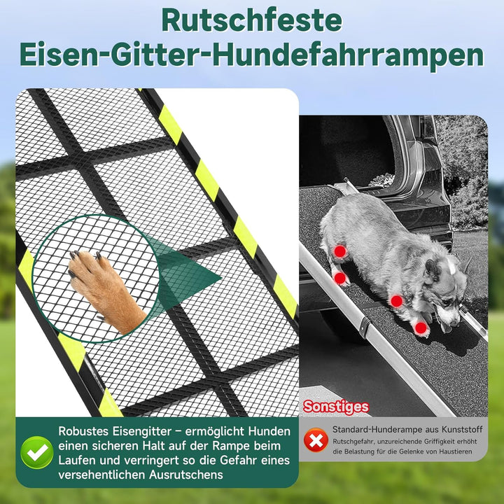 Viugreum 189x50cm Hunderampe Auto Klappbar, Rampe Hund für SUVs und LKWs, hunderampen Tragkraft über