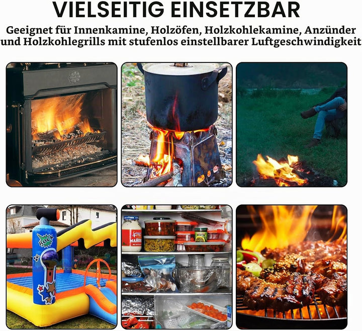 Radiallüfter 12V mit Drehzahlregler, Turbinengebläse für Belüftung, BBQ, Kamin, Kühlung, Ventilator,