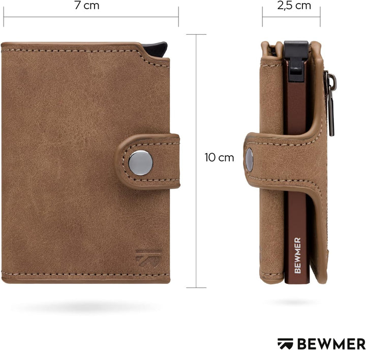 BEWMER 2 Shielded | Herren und Damen Slim Wallet mit RFID-Schutz Anti-Cloning | Kartenetui mit Münzf