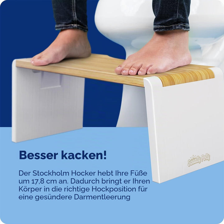 Squatty Potty Stockholm Falten Bambus Toilette Hocker, 7-Zoll Collapsible, Braun und Weiss, Bambus