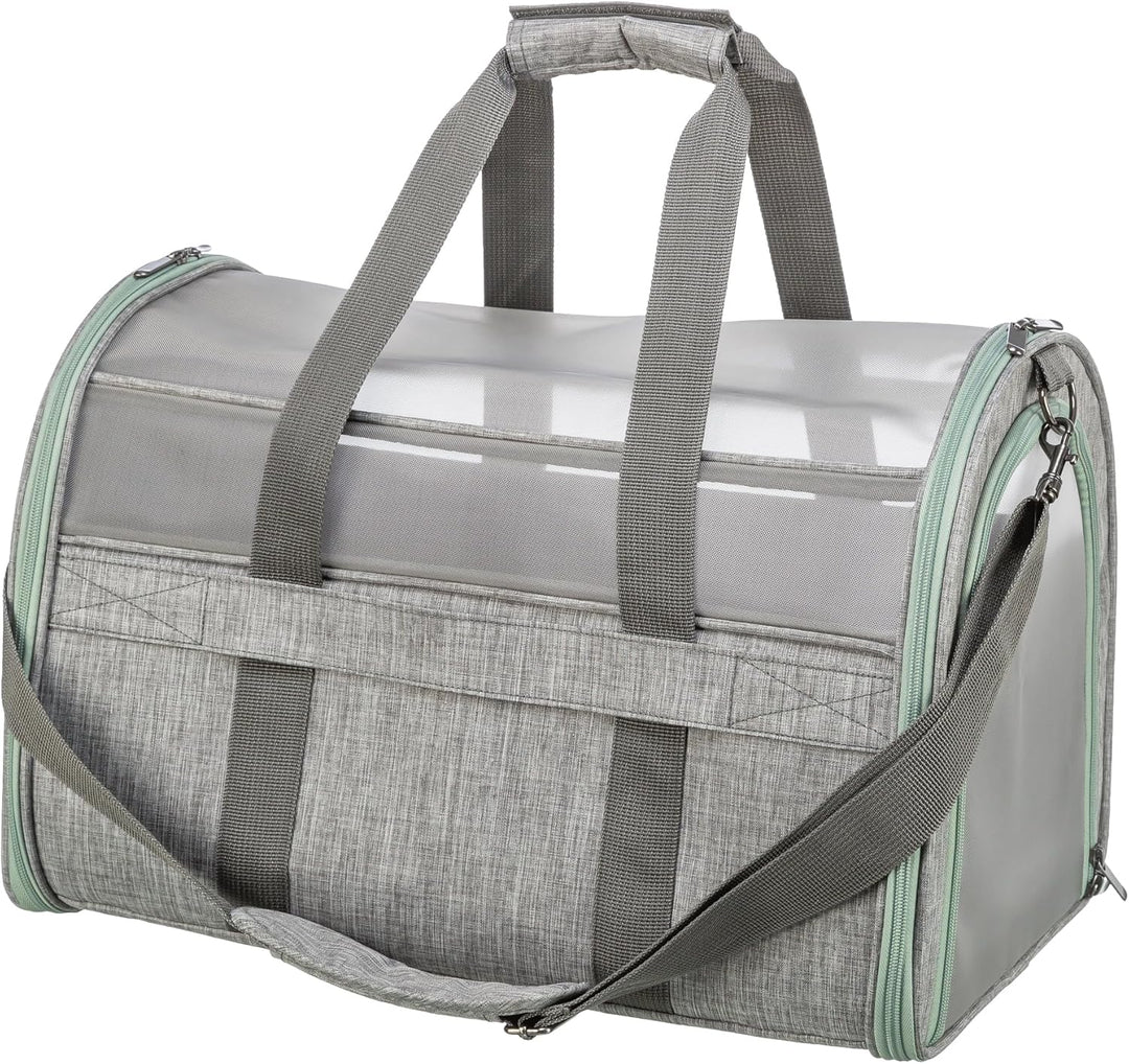 TRIXIE Transporttasche Dillon für Hunde in grau – luftige Tragetasche zum Transportieren deines Vier