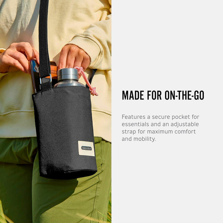 BLACK + BLUM Isolierte Flaschen-Tasche, Schwarz, Nachhaltige Lunchbag aus recyceltem PET, Perfekt fü