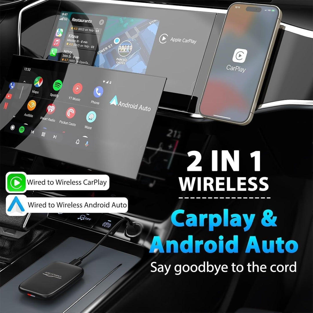 5-in-1 Wireless Android Auto & CarPlay Adapter (2026), unterstützt Netflix/YouTube/TF, Plug & Play,