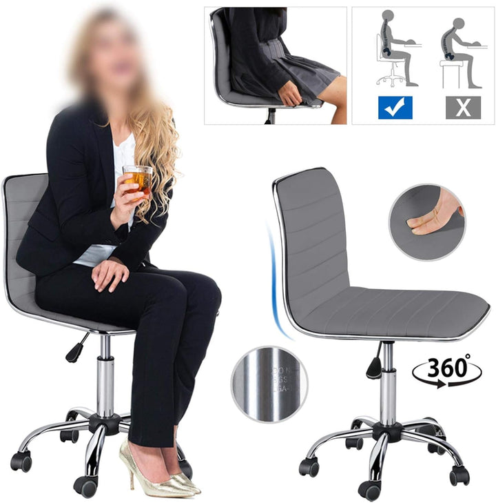 Yaheetech Bürostuhl ohne Armlehne, ergonomischer Schreibtischstuhl, höhenverstellbarer Drehstuhl, 36