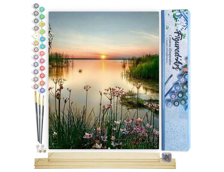 Figured'Art Malen Nach Zahlen Erwachsene Mit Rahmen Ruhiger See - Paint by Numbers Basteln DIY Baste
