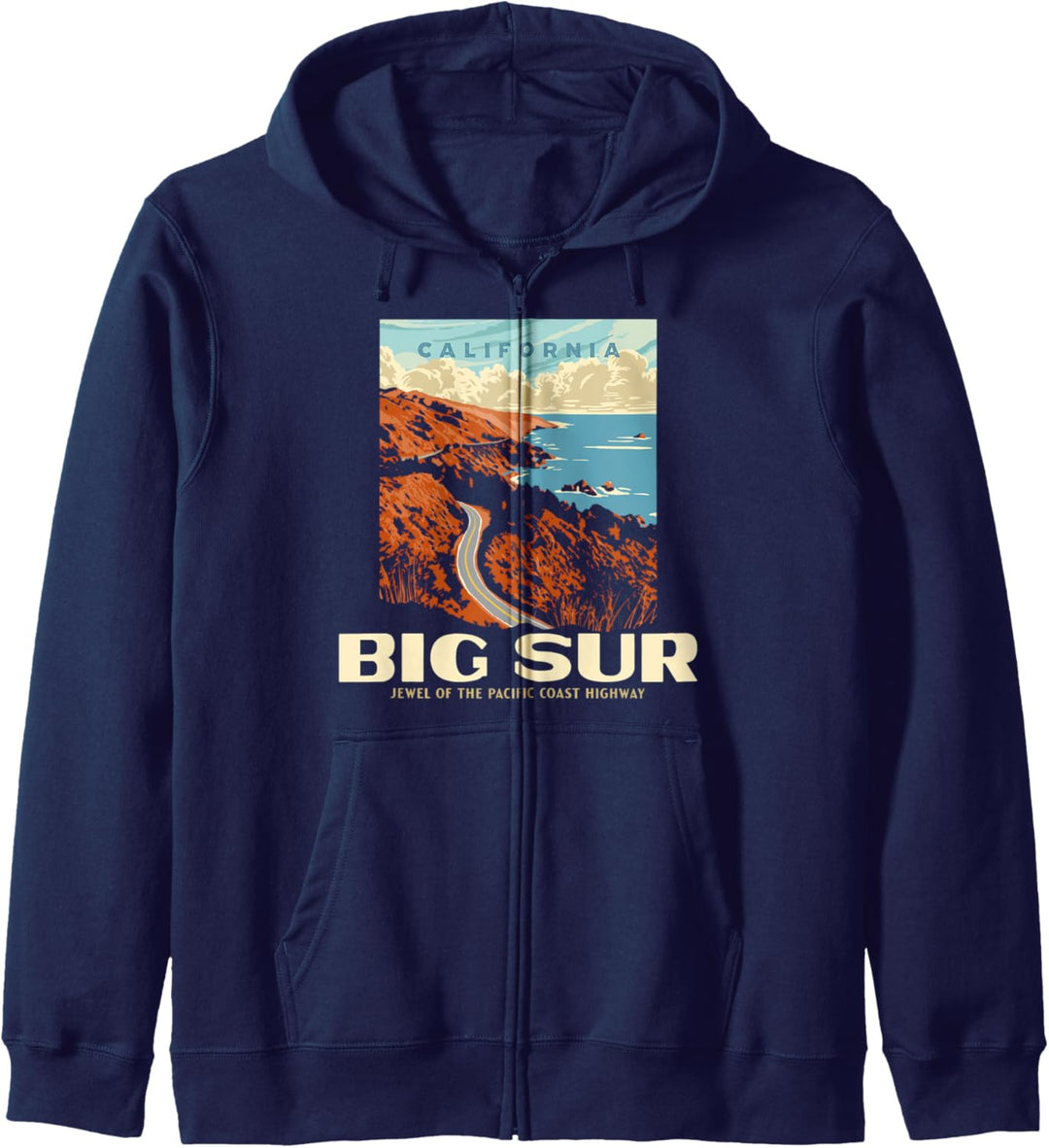 Retro Big Sur California Coast WPA Style Vintage Graphic Kapuzenjacke